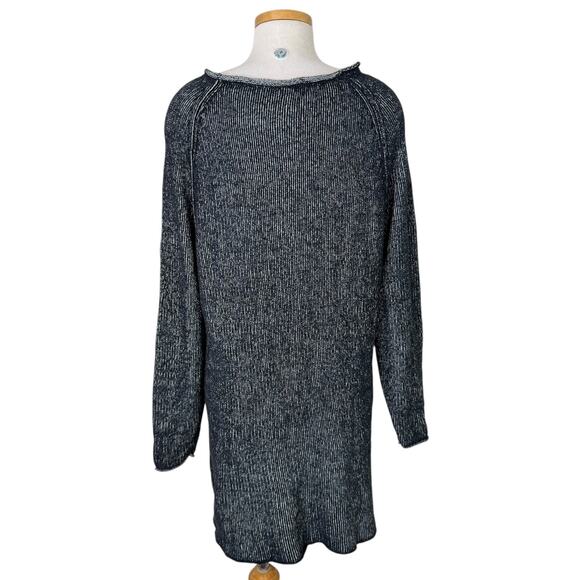 Free People Lenox Sweater Dress Ribbed Slouchy Tunic Relaxed Onyx Black Small - Picture 3 of 8